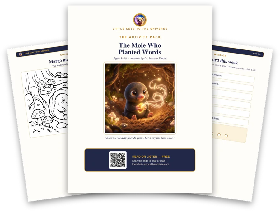 The Mole Who Planted Words printable activity pack: cover, coloring page and activity pages