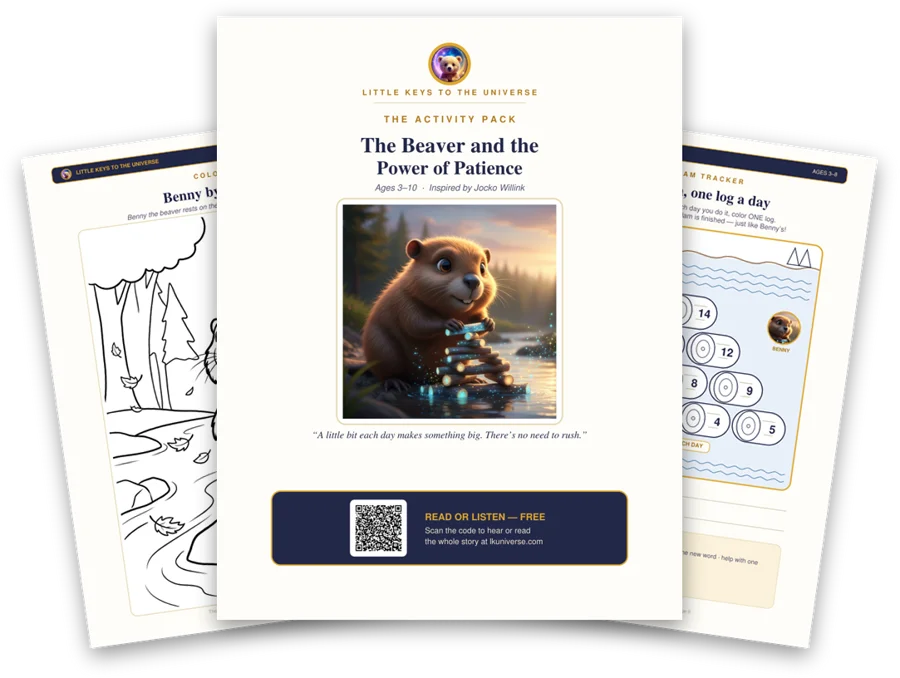 The Beaver and the Power of Patience printable activity pack: cover, coloring page and activity pages