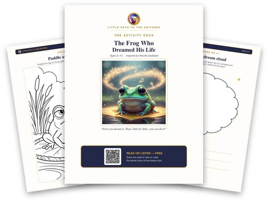 The Frog Who Dreamed His Life printable activity pack: cover, coloring page and activity pages