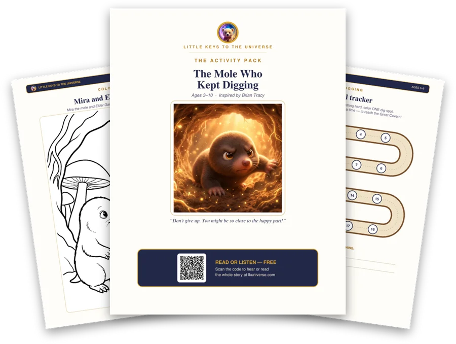 The Mole Who Kept Digging printable activity pack: cover, coloring page and activity pages