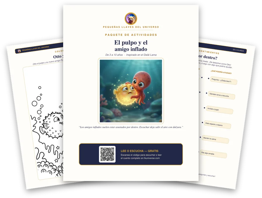 El pulpo y el amigo inflado paquete de actividades imprimible: portada, página para colorear y actividades