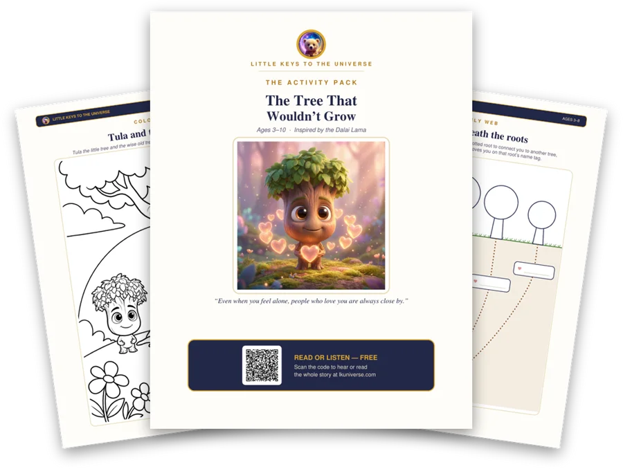 The Tree That Wouldn't Grow printable activity pack: cover, coloring page and activity pages