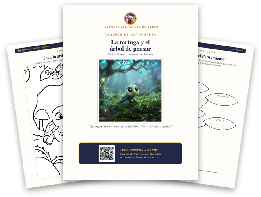 La tortuga y el árbol pensador paquete de actividades imprimible: portada, página para colorear y actividades