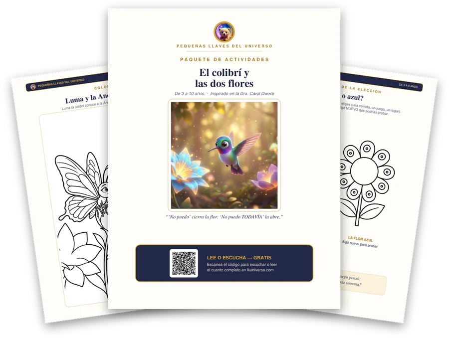 El colibrí y las dos flores paquete de actividades imprimible: portada, página para colorear y actividades