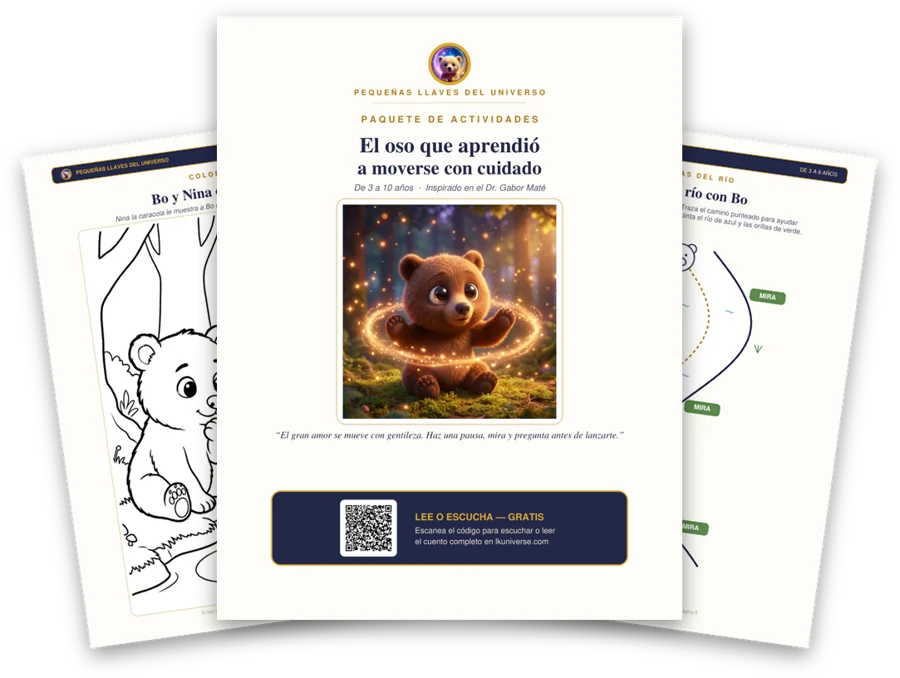 El oso que aprendió a moverse con cuidado paquete de actividades imprimible: portada, página para colorear y actividades