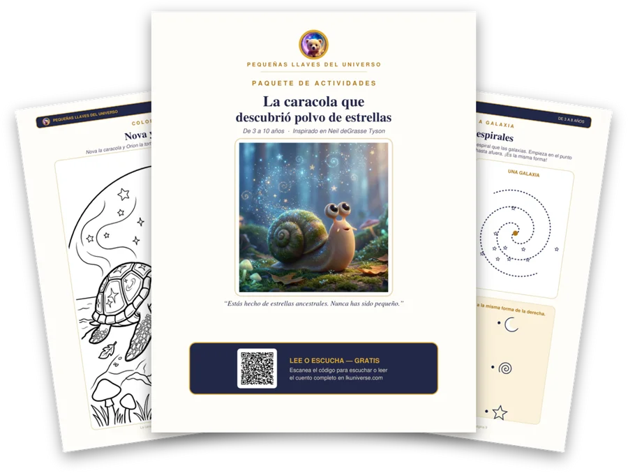 El caracol que descubrió polvo de estrellas paquete de actividades imprimible: portada, página para colorear y actividades