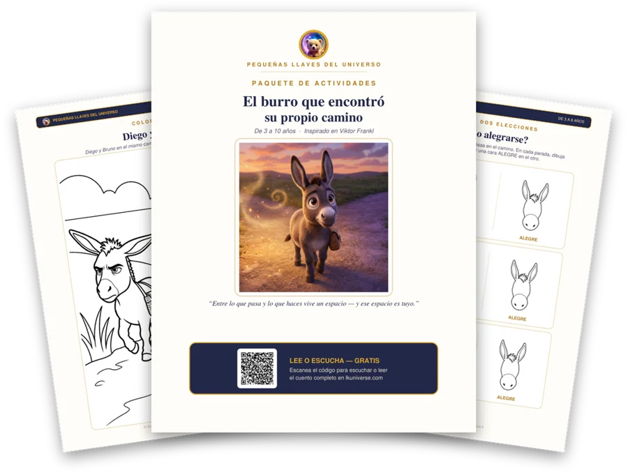 El burro que encontró su propio camino paquete de actividades imprimible: portada, página para colorear y actividades