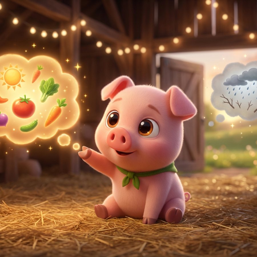 The Piglet Who Learned What to Feed His Mind